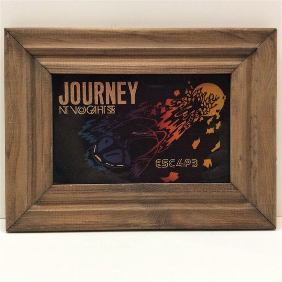 Journey Escape Vintage Carnival Fair Prize Wood Framed Glass Foil Art Picture
